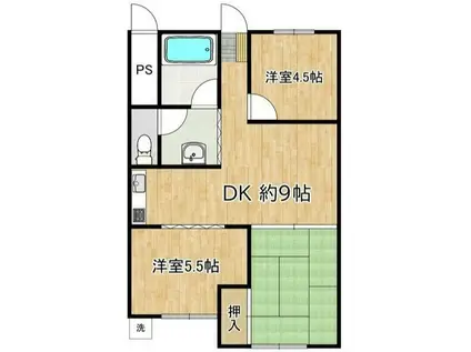 希望ヶ丘コーポラスA棟(3DK/1階)の間取り写真