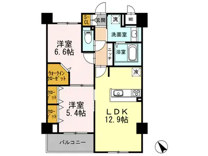 ブランドール東百舌鳥(2LDK/1階)の間取り写真