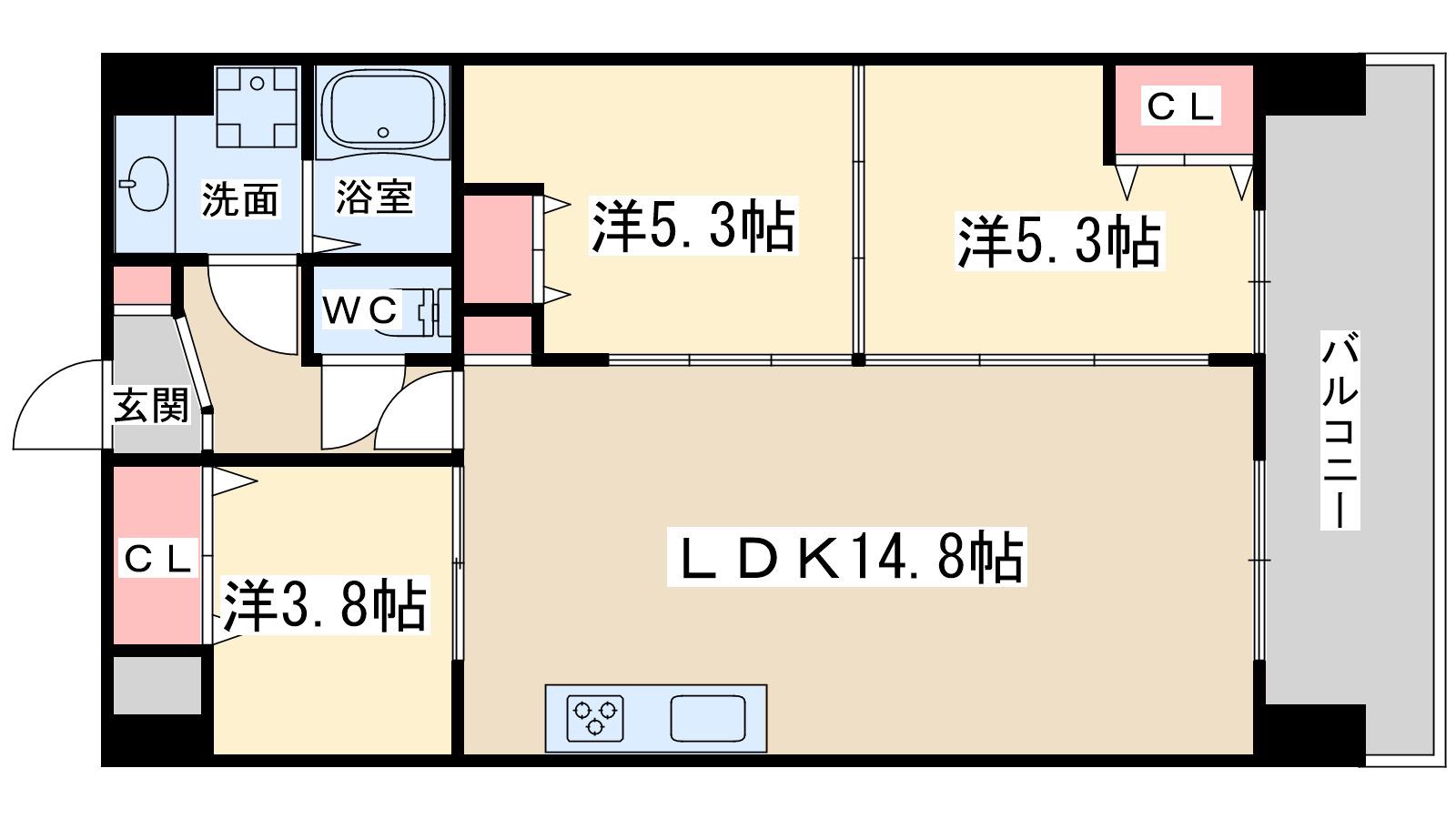 ALIVIS野田阪神(3LDK/10階)の間取り写真