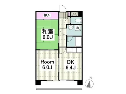 日宝コートヒルズ洋光台II(2DK/2階)の間取り写真
