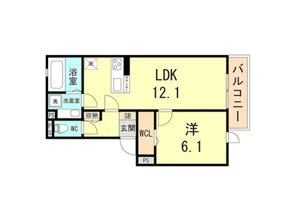 YKメゾン舞子台(1LDK/3階)の間取り写真