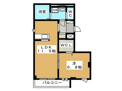 LA・NEIGE HIGASHIRINKAN(1LDK/3階)の間取り写真