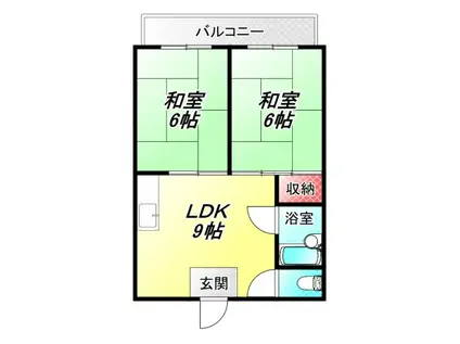 ウエストヒルズ平野(2LDK/4階)の間取り写真