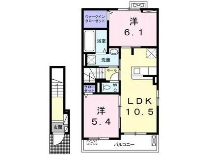 アテナ B(2LDK/2階)の間取り写真