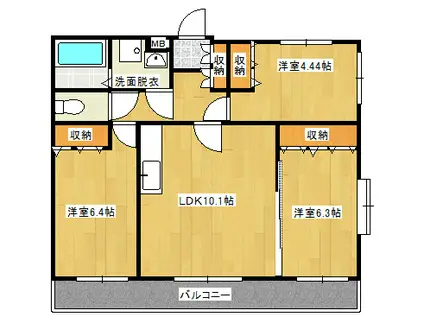 ガーデンヒルズ美園-A(3LDK/3階)の間取り写真