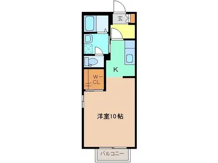 ベル・ヴィル C棟(ワンルーム/1階)の間取り写真