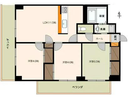 10階建マンション アスティムI(3LDK/4階)の間取り写真