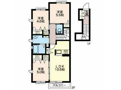 メゾン・フィリア(3LDK/2階)の間取り写真