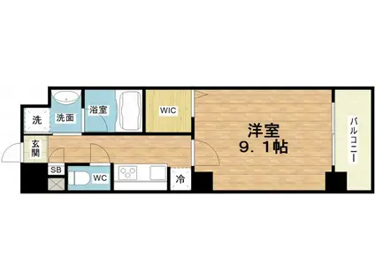 エルディオーネ上町台(1K/8階)の間取り写真