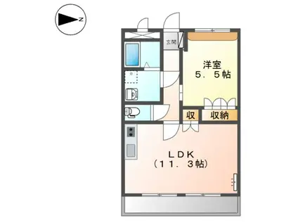 グラッチェI番館(1LDK/2階)の間取り写真