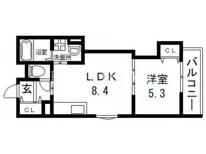 クリエオーレ大蓮東I(1LDK/3階)の間取り写真
