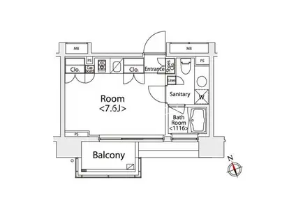 カスタリア戸越(ワンルーム/6階)の間取り写真