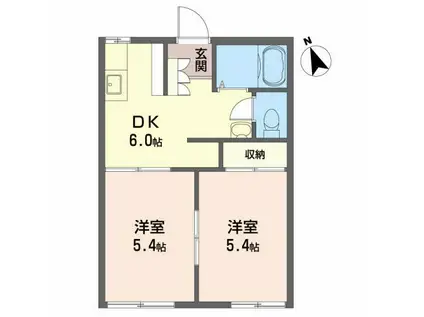 フォーブル南光台(2DK/1階)の間取り写真