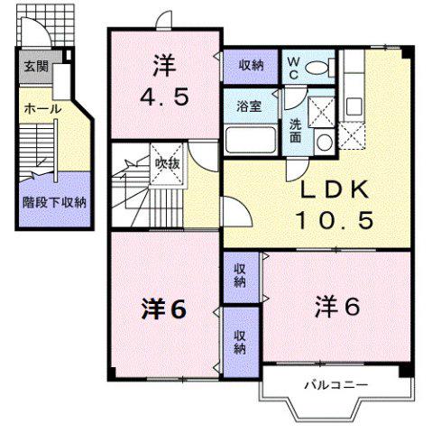 ヴィラグランブルーB(3LDK/2階)の間取り写真