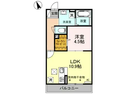 コットンハウス(1LDK/1階)の間取り写真