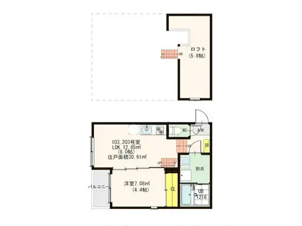 アーバン・ガーデン(1LDK/2階)の間取り写真