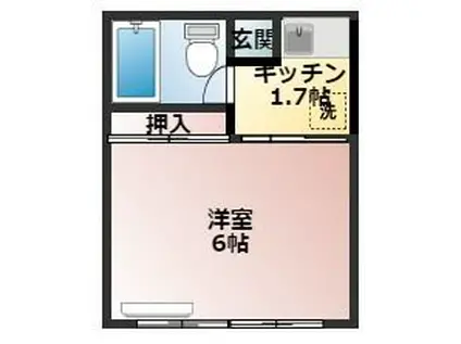 サンライズ湊(1K/2階)の間取り写真