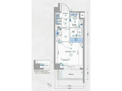 ヴォーガコルテ横濱青葉(1K/2階)の間取り写真