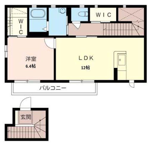 ヴェルデ茅ヶ崎B(1LDK/2階)の間取り写真