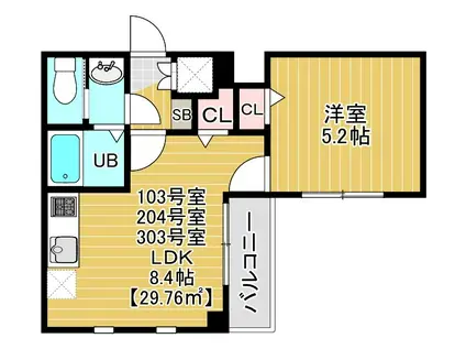 COTE DOR SOGA(1LDK/2階)の間取り写真