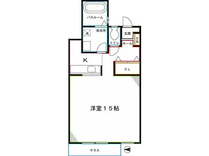 コッツヴィレッジ国立ボートン棟(ワンルーム/1階)の間取り写真