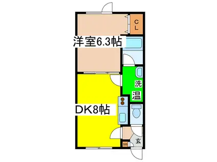 HAPPINESS SEN(1DK/2階)の間取り写真
