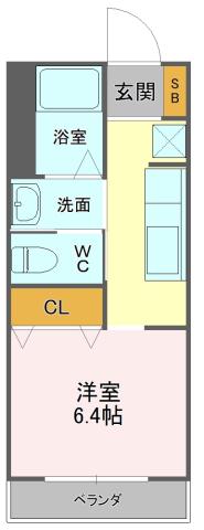 エアリー吉野町(1K/2階)の間取り写真