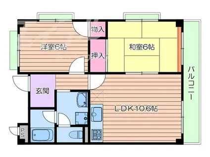 サンハイツ原(2LDK/3階)の間取り写真