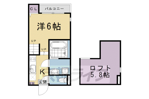 ハーモニーテラス景勝町II(ワンルーム/1階)の間取り写真