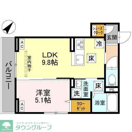 ノーブルラフィネ蕨(1LDK/1階)の間取り写真