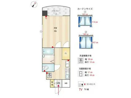 ボンリッシュ21(1K/3階)の間取り写真