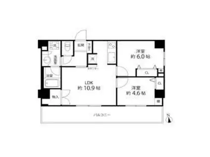 DUOSTAGE白金高輪(2LDK/9階)の間取り写真