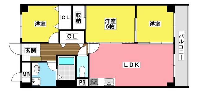 リヴァーウィンド(3LDK/2階)の間取り写真