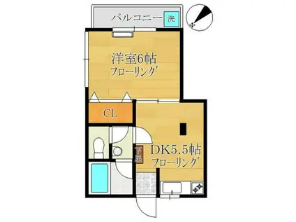 高田荘(1DK/2階)の間取り写真