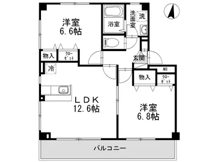 ドエルモトハシクレール(2LDK/2階)の間取り写真