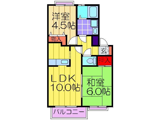 シャトレウ`エールA棟(2LDK/2階)の間取り写真