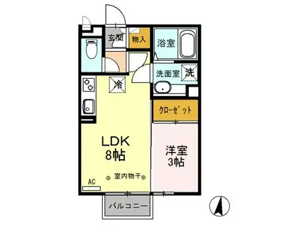 ヴィラージュレヨン A(1LDK/2階)の間取り写真