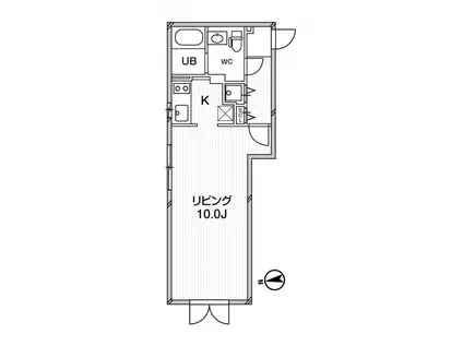 ルクレ東新宿(1K/2階)の間取り写真