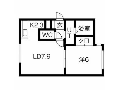 シルキー厚別東I(1LDK/3階)の間取り写真