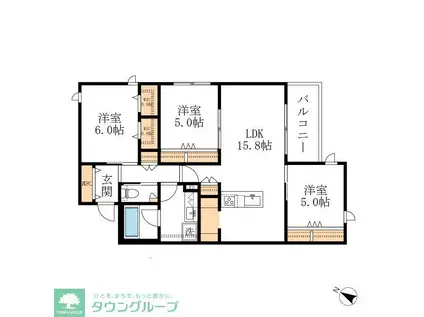 グランヴィラ社台(3LDK/2階)の間取り写真