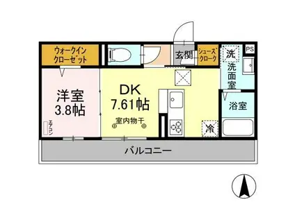 カサソレイユ(1DK/1階)の間取り写真