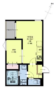REGALESTボヌール南仙台(1LDK/1階)の間取り写真