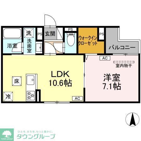 セレスティア大谷田III(1LDK/1階)の間取り写真