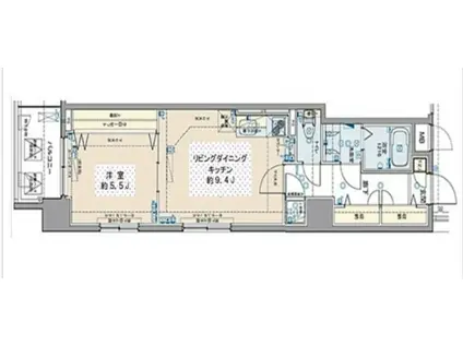 ロメック勝どき(1LDK/4階)の間取り写真