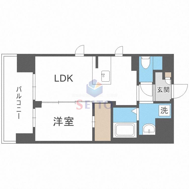 第26関根マンション(1LDK/12階)の間取り写真