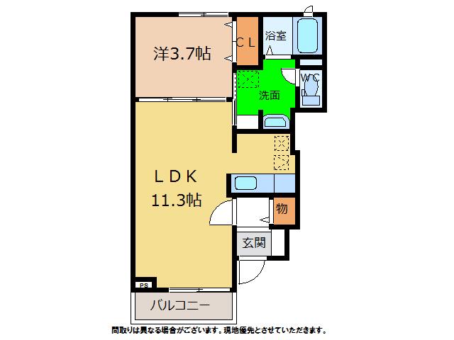 ボヌール(1LDK/1階)の間取り写真