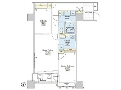 レジディアタワー上池袋(2LDK/7階)の間取り写真