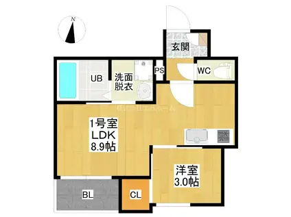 REGALEST道徳(1LDK/2階)の間取り写真