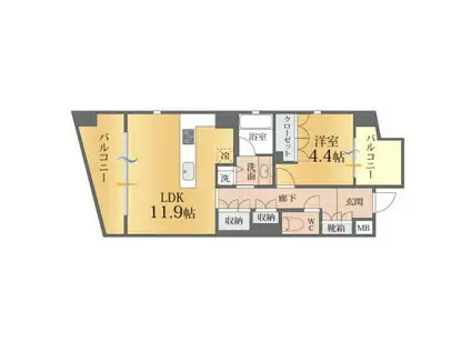 赤坂ラテ(1LDK/2階)の間取り写真