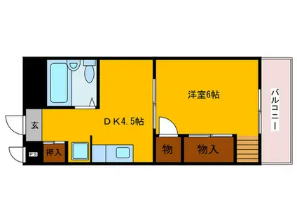 メゾンハーミテイジ(1DK/2階)の間取り写真